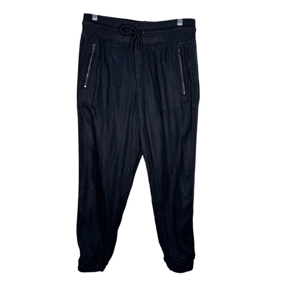 ATHLETA / black Cabo 10% linen jogger elastic waist pants / 8 PETITE